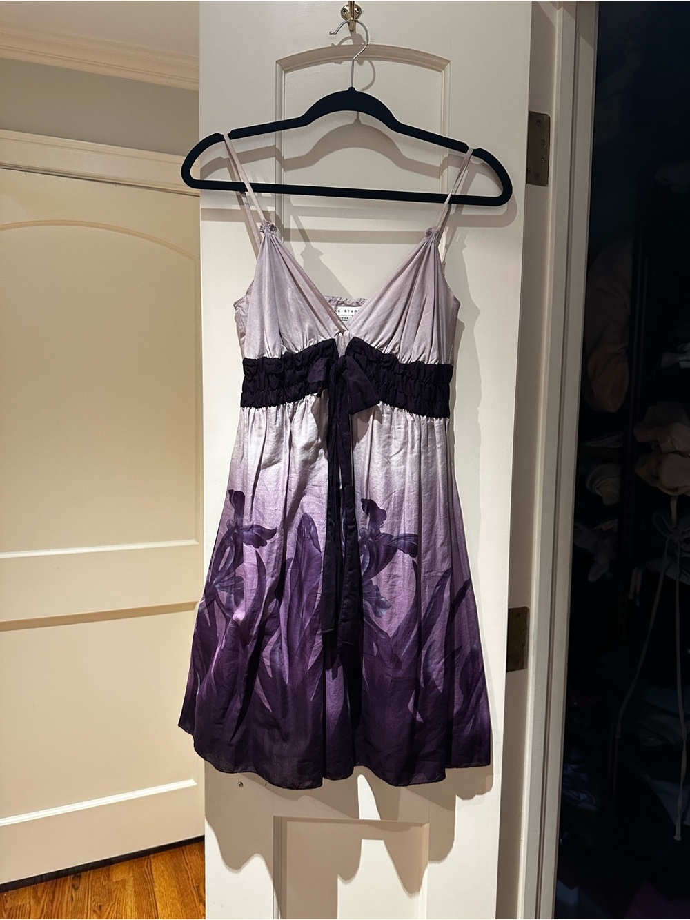 Max Studio Purple Ombre Floral Sundress with Bow Waist
